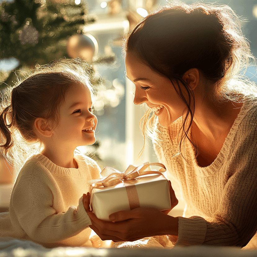 Mother giving a gift to her child - representing the joy of thoughtful gift-giving